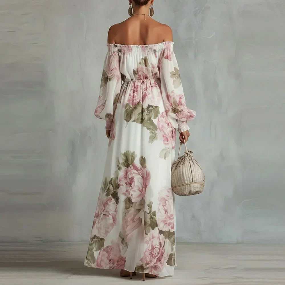 Douceline - Maxijurk met bloemen voor dames met blote schouders
