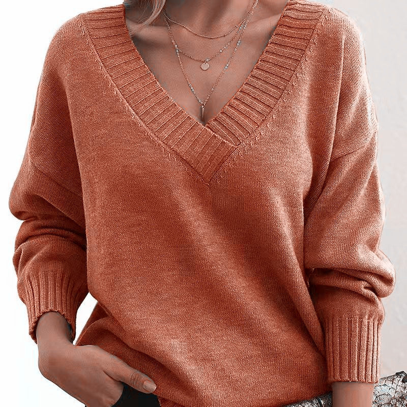 Jovessina - Elegante V-Hals Trui met Lange Mouwen