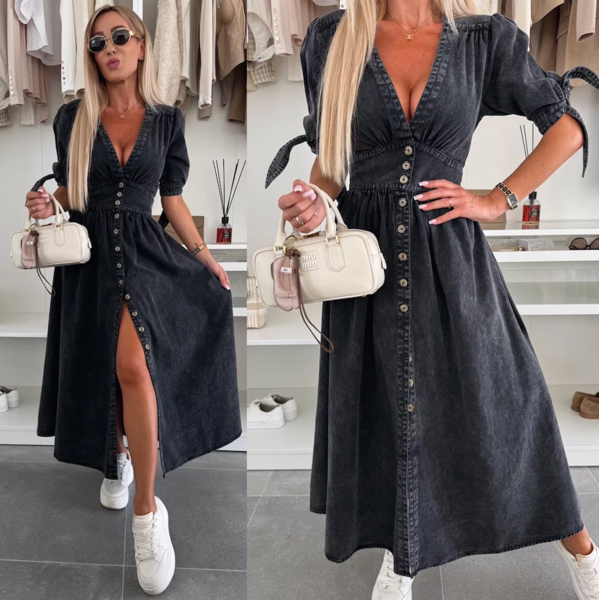 Vera - Stralende denim jurk