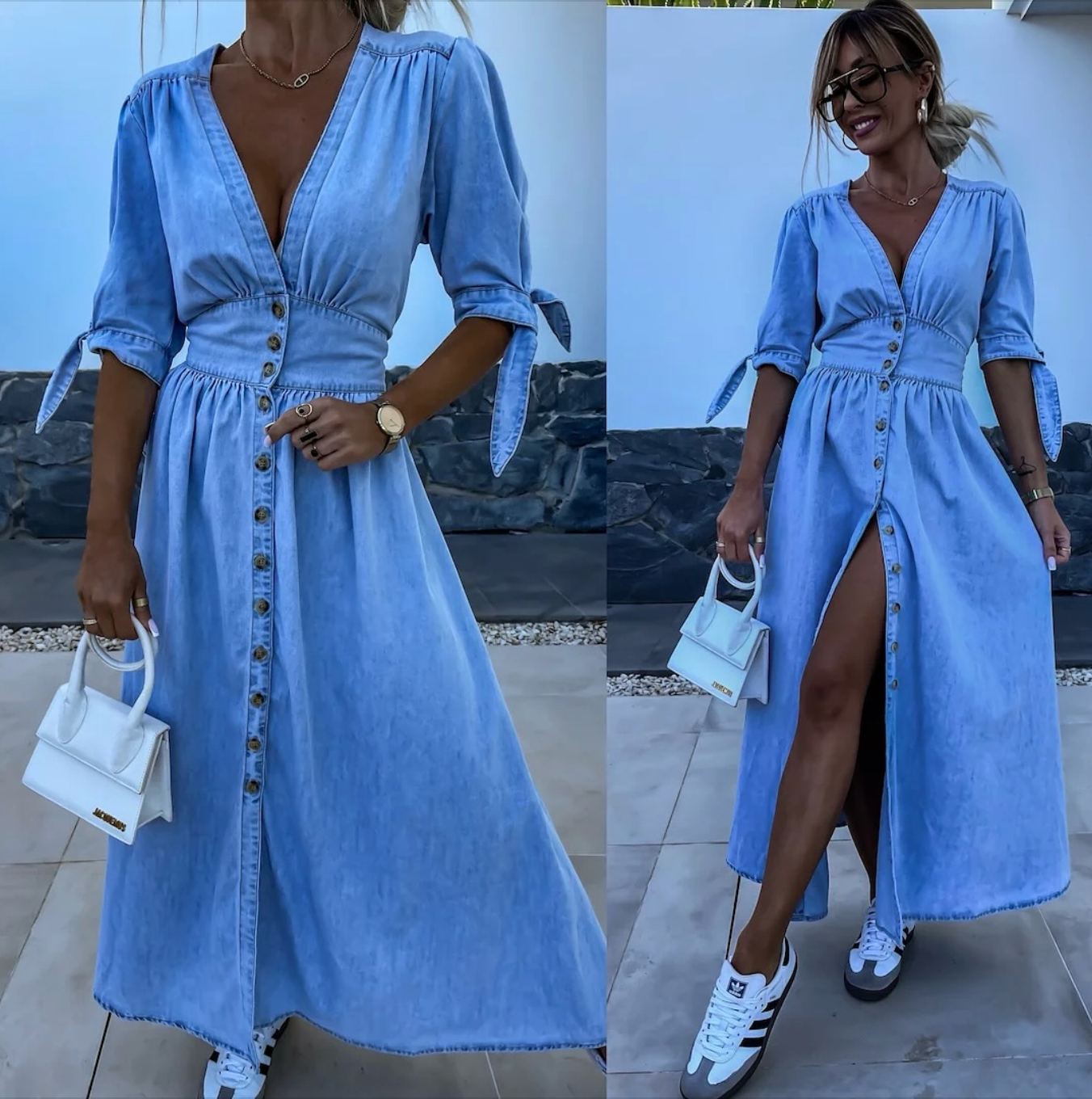 Vera - Stralende denim jurk