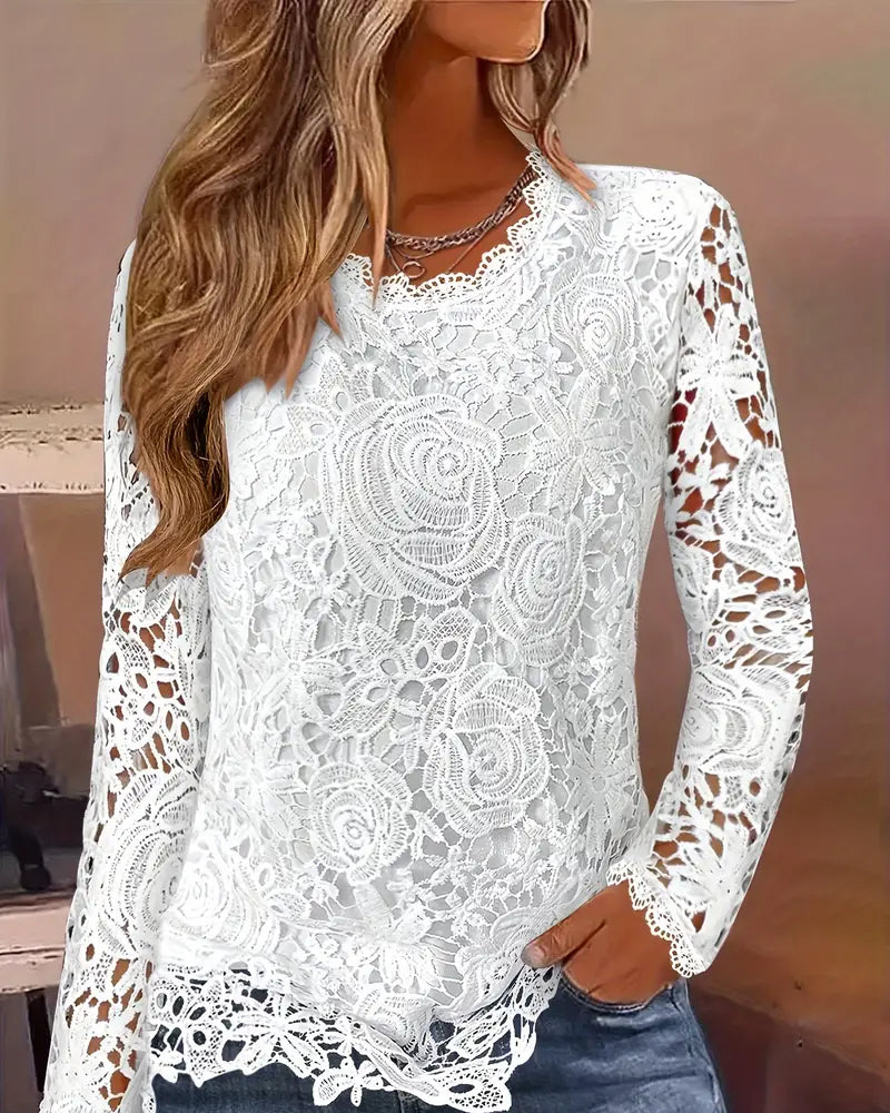 Queliravora - Basic Lacey Top met Lange Mouwen