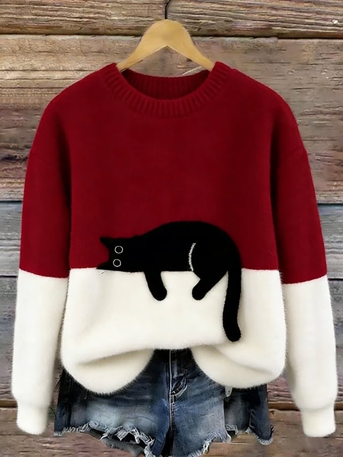 Lunivienne - Zachte Trui met Kattenpatroon