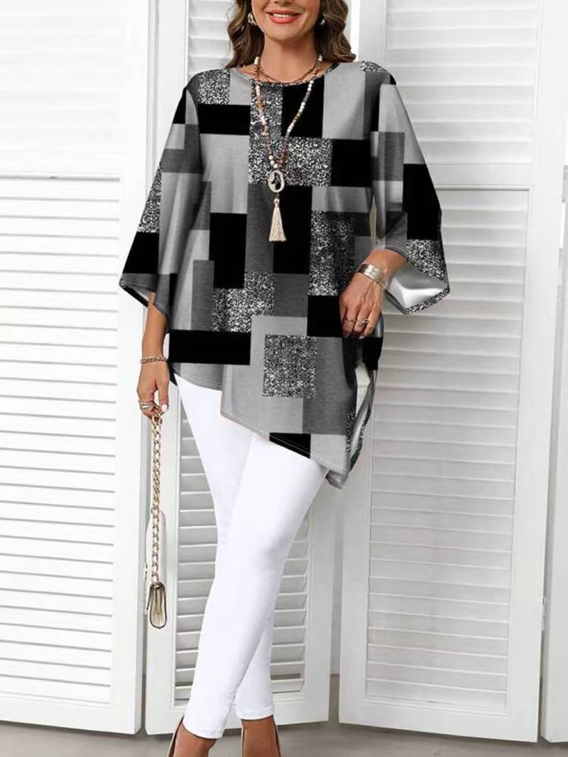 Rhosalivelle - Oversized Blouse met Geruit Motief