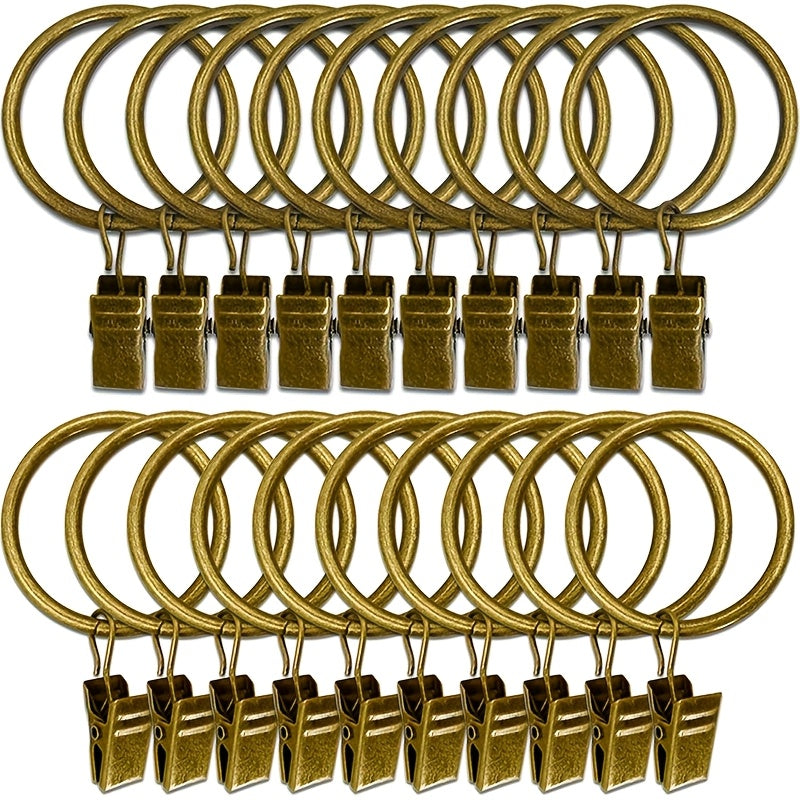 20pcs Curtain Rings with Clips, Drapery Clips with Rings, Roman Loop Curtain Ring Clips, Roman Rod Accessories, Shower Curtain Clips, Hooks, Curtain Ring Hooks, Hardware Accessories