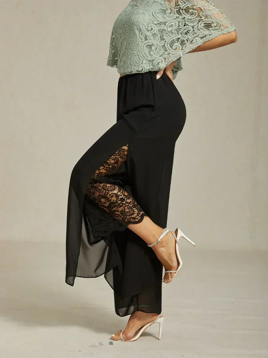 Marilivra - Rechte Broek met Chiffon Split