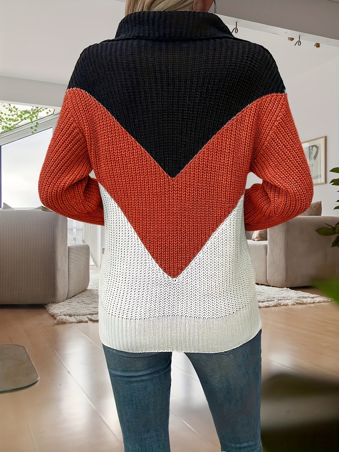 Faylinessa - Trui met Lange Mouwen in Contrasterende Stijl