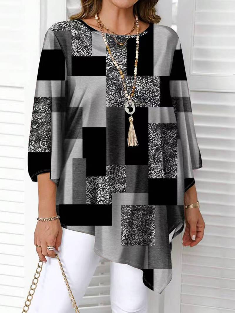 Rhosalivelle - Oversized Blouse met Geruit Motief