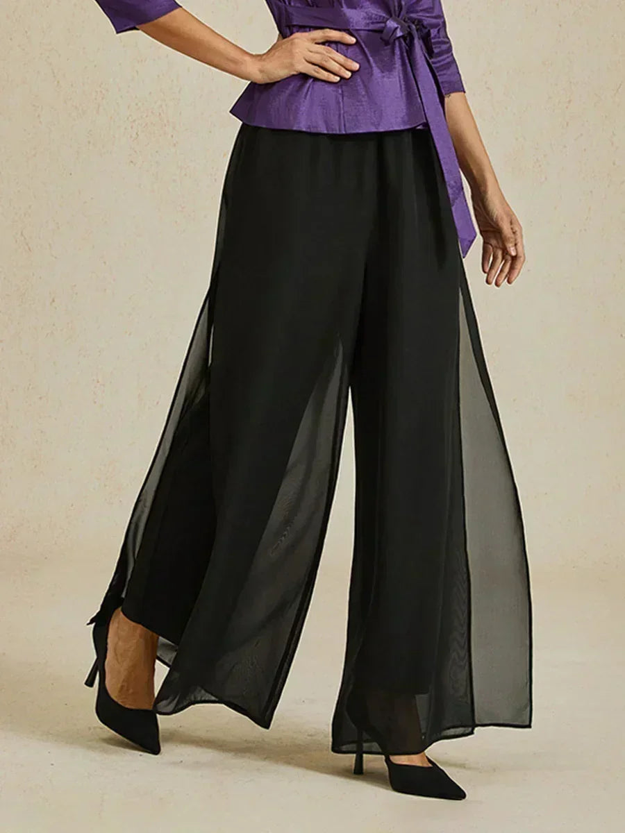 Marilivra - Rechte Broek met Chiffon Split