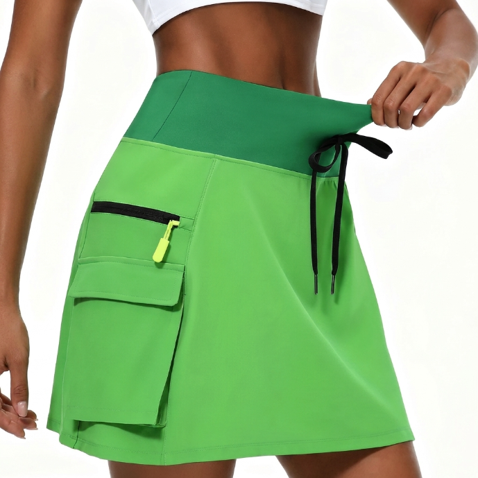 Fioreva - Sportieve hoge taille shortrok voor dames met ritszakken