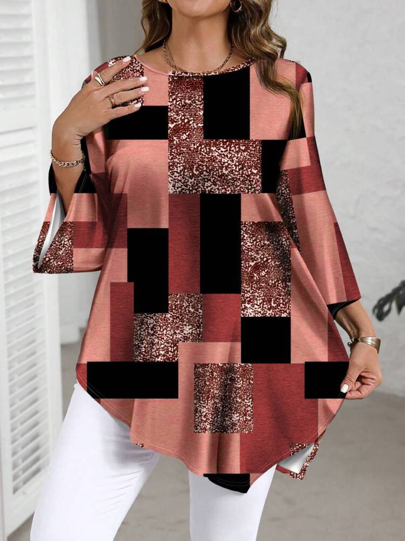 Rhosalivelle - Oversized Blouse met Geruit Motief