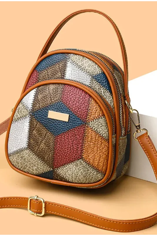 Veerle - Dames tas patchwork in PU met schouderband