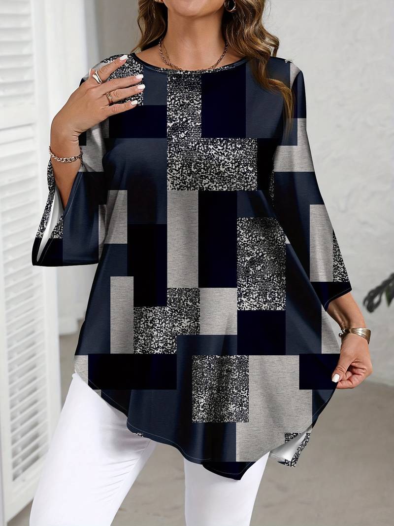 Rhosalivelle - Oversized Blouse met Geruit Motief