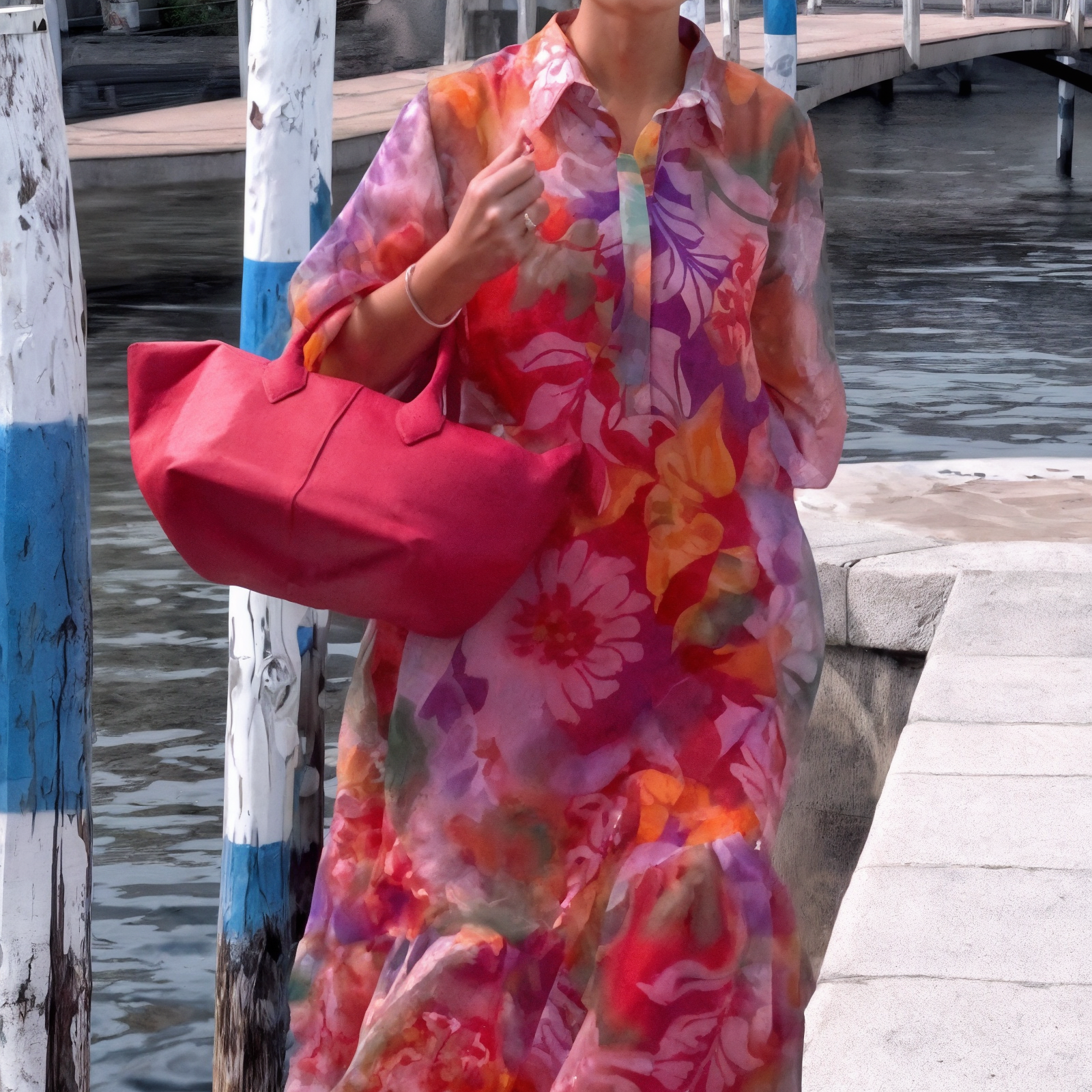 Lunaria - Trendy Chiffon Jurk