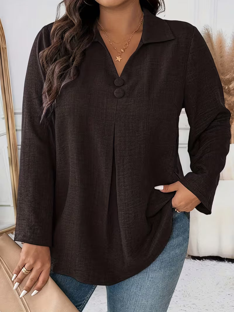 Elmyra - Elegante Knopfloze Fluid Chemise