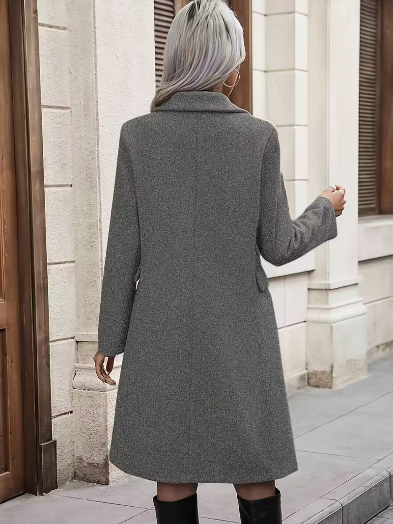 Quinella - Dames trenchcoat uni met dubbele knoopsluiting