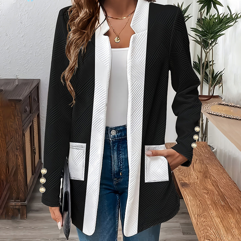 Thalorienne - Elegante Damesjas met Kleurblokken en Open Voorkant