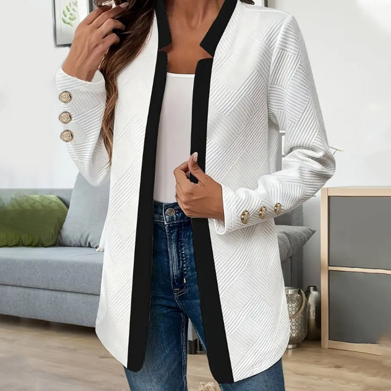 Thalorienne - Elegante Damesjas met Kleurblokken en Open Voorkant