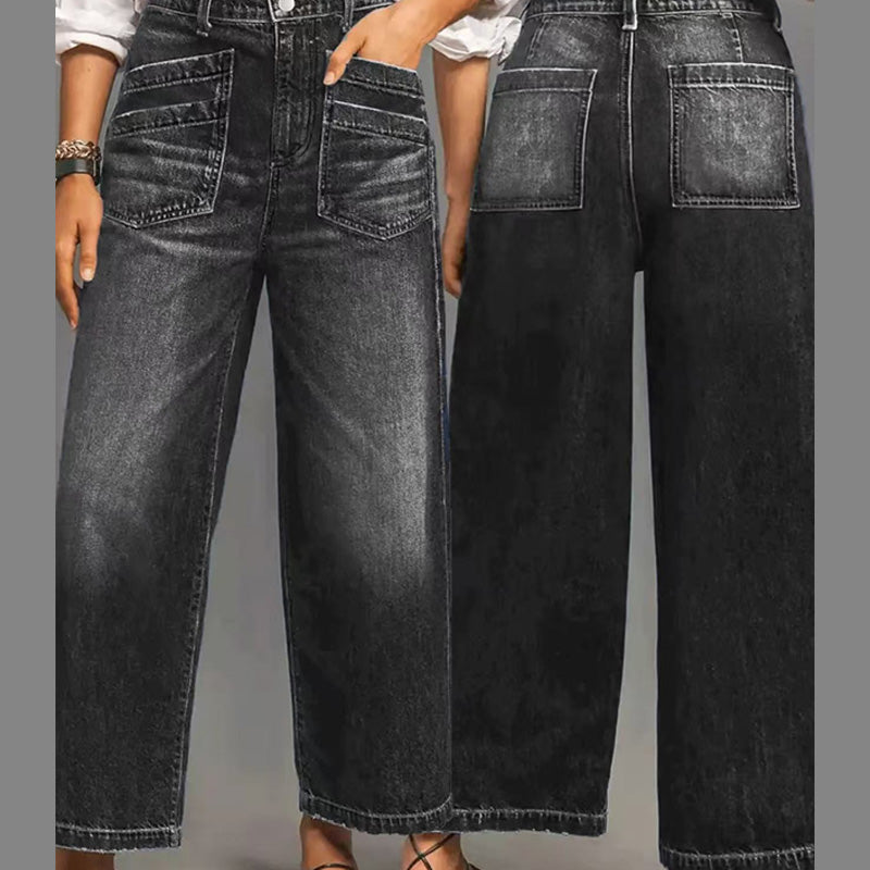 Rexelle - Dames Jeans Hoge Taille Wijde Pasvorm Denim Comfort & Moderne Stijl