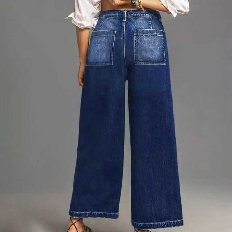 Rexelle - Dames Jeans Hoge Taille Wijde Pasvorm Denim Comfort & Moderne Stijl