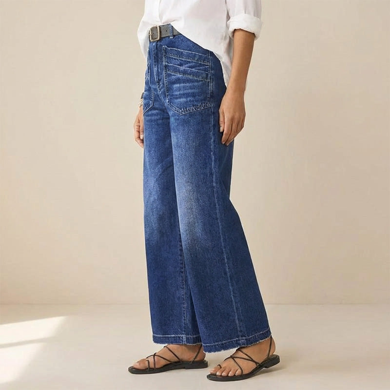 Rexelle - Dames Jeans Hoge Taille Wijde Pasvorm Denim Comfort & Moderne Stijl