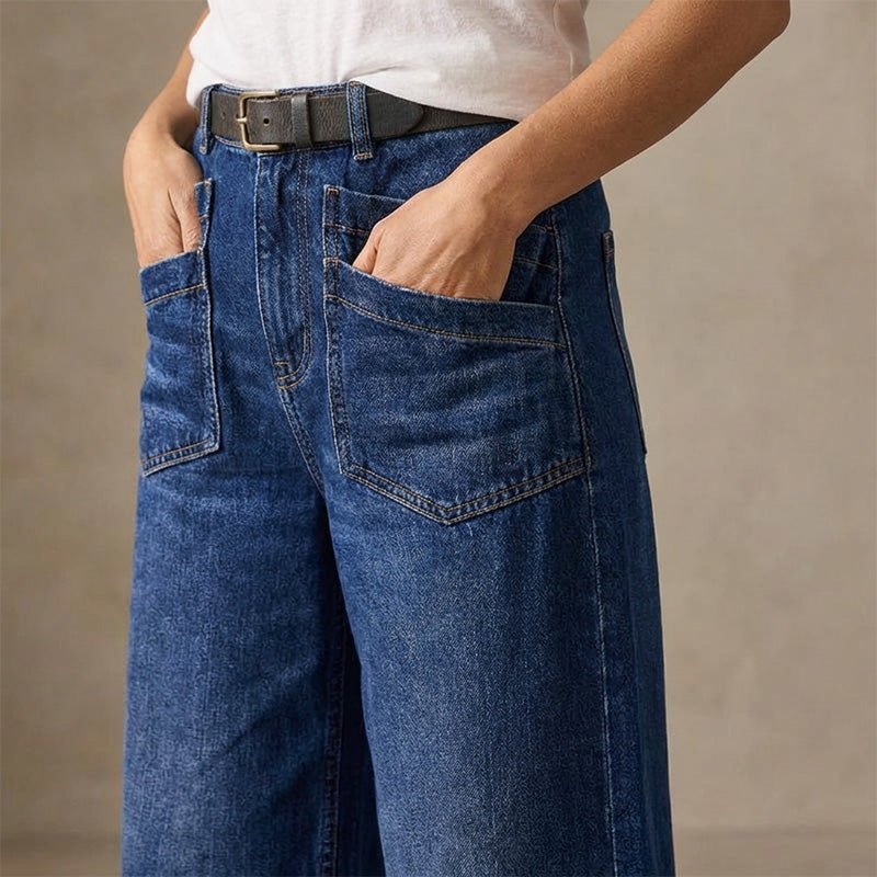 Rexelle - Dames Jeans Hoge Taille Wijde Pasvorm Denim Comfort & Moderne Stijl