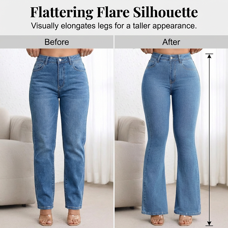 Evarixa - Dames Jeans Hoge Taille Uitlopende Snit Flatterende Silhouet