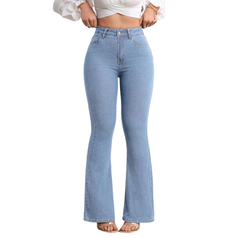 Evarixa - Dames Jeans Hoge Taille Uitlopende Snit Flatterende Silhouet