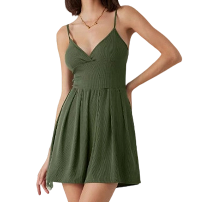 Mirestra - Dames jumpsuit met ribstof short en geïntegreerde uitlopende rok