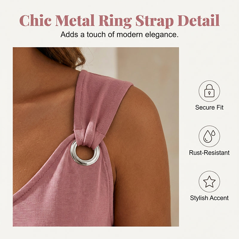 Elisora - Mouwloze gestreepte jurk voor vrouwen met decoratieve ring