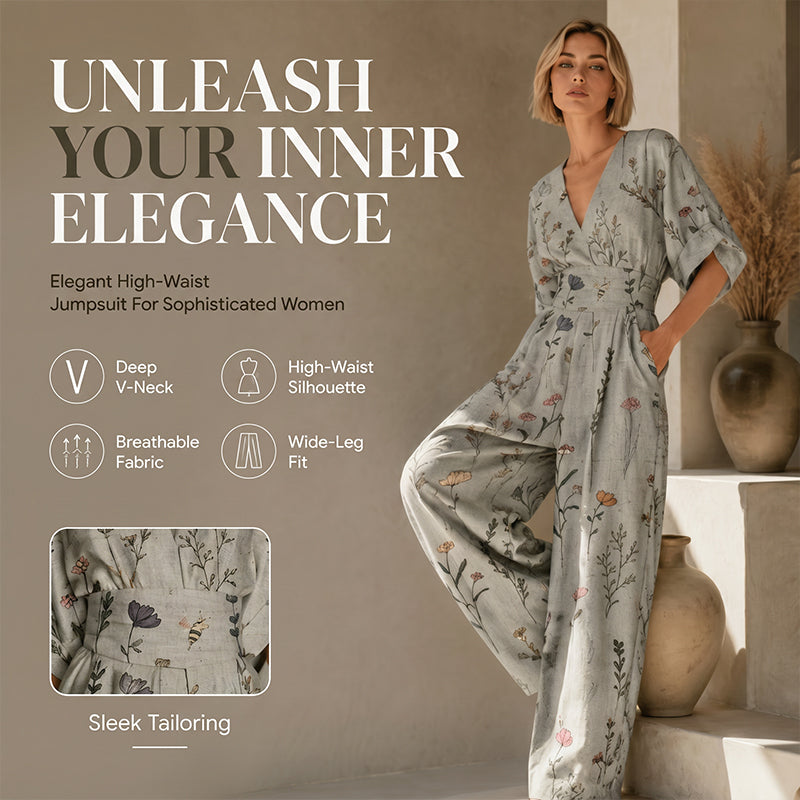 Nevina - Dames jumpsuit met V-hals en vloeiende pasvorm