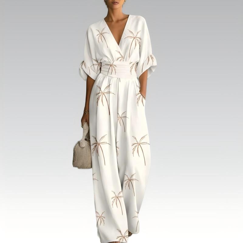 Nevina - Dames jumpsuit met V-hals en vloeiende pasvorm