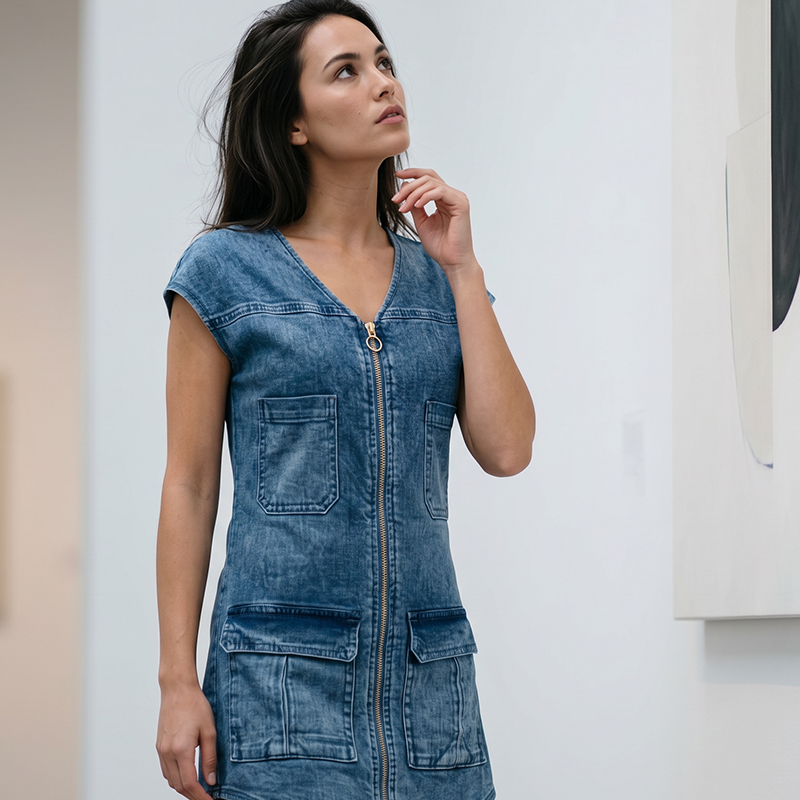 Amorine - Dames casual ritsjurk met zakken