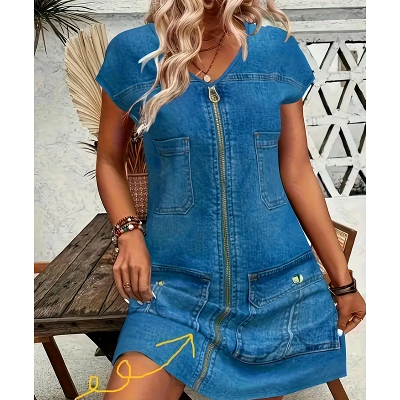 Amorine - Dames casual ritsjurk met zakken