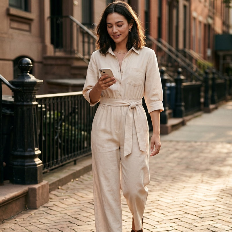 Cassiène - Dames jumpsuit met blouse en brede broek