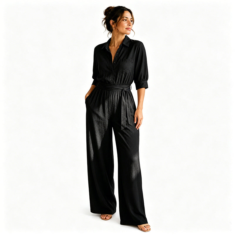 Cassiène - Dames jumpsuit met blouse en brede broek