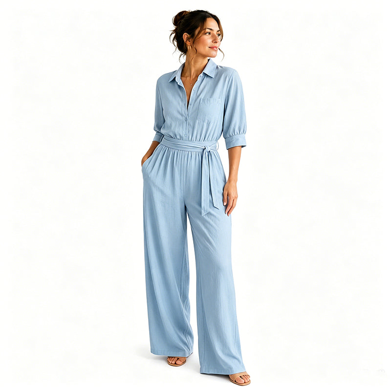 Cassiène - Dames jumpsuit met blouse en brede broek