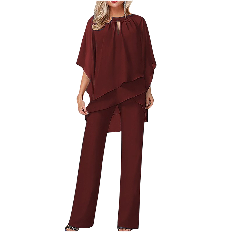 Janne - Elegante dames set met asymmetrische blouse