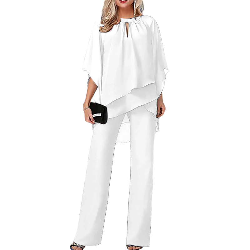Janne - Elegante dames set met asymmetrische blouse
