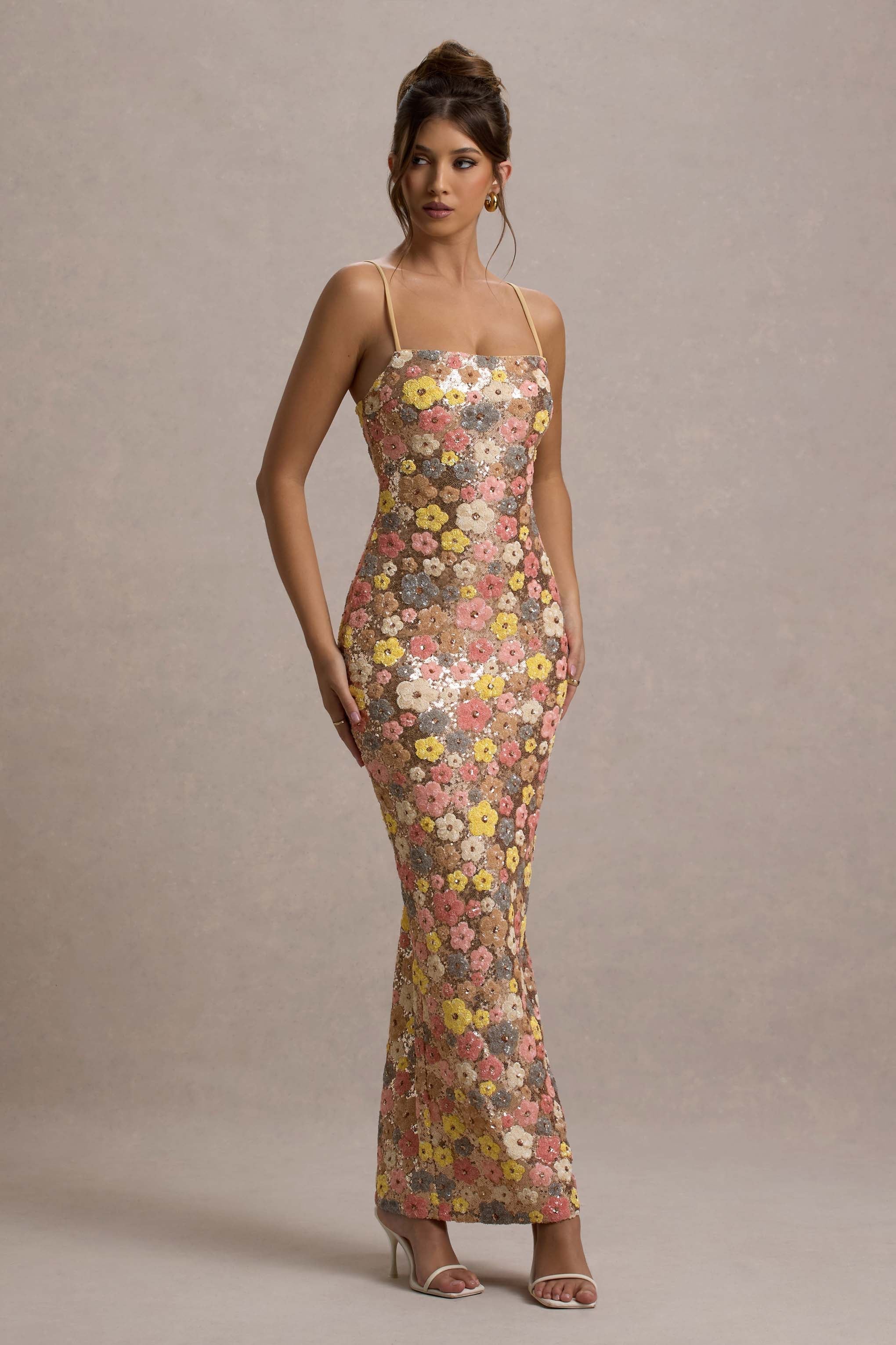 Lunovelle - Elegante lange bloemenjurk voor vrouwen met fijne bandjes