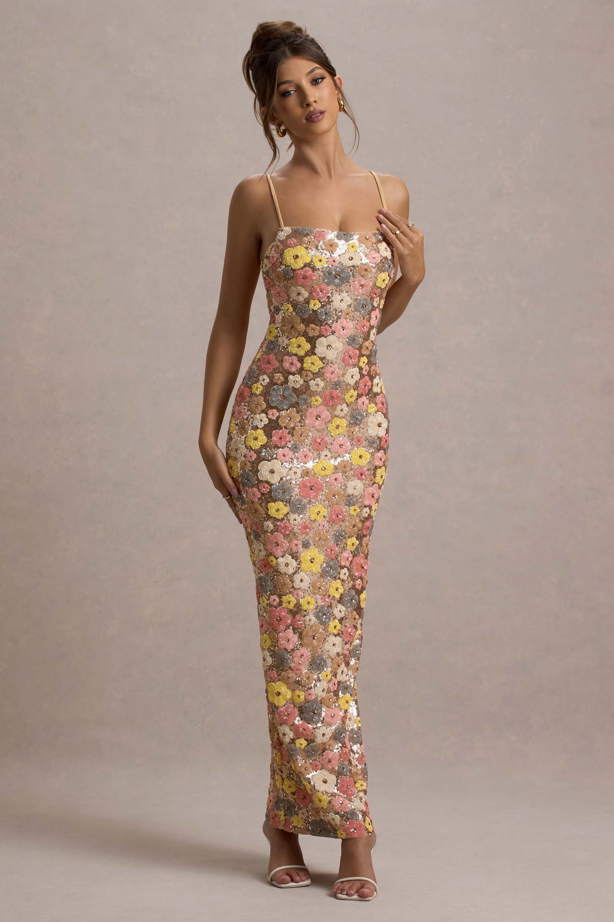 Lunovelle - Elegante lange bloemenjurk voor vrouwen met fijne bandjes